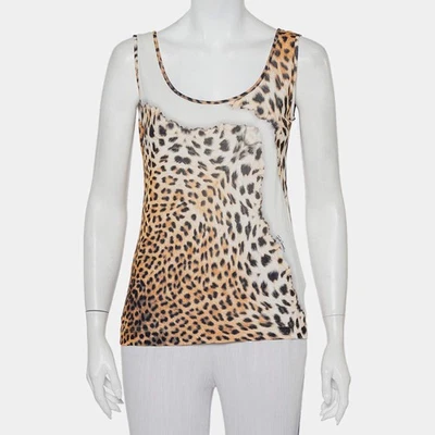 Camiseta sin mangas Just Cavalli beige con estampado animal L Foto 1 de 4