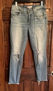 Lucky Brand Jeans Womens 10/30 Blue Mid Rise Crop Ava Distressed Casual Stretch - Picture 1 of 9
