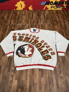 RARE VTG 90s Florida State Seminoles FSU Face Spell Out Crewneck Sweatshirt XL - Bild 1 von 6