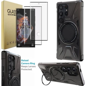 Funda protectora de pantalla con anillo magnético y soporte para Samsung Galaxy S24 Ultra - Imagen 1 de 26