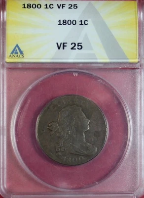1800 DRAPED BUST LARGE CENT  ANACS VF25 - Image 1 of 4