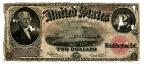 $2 (UNITED STATES NOTE) 1917 $2 "THOMAS JEFFERSON" 1917 "HORSEBLANKET" ROUGH!!! - Picture 1 of 2