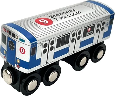 Munipals MP01_1109 NYC Subway R15 Platinum Mist 9 Train Wooden Car Compatible - Image 1 of 4