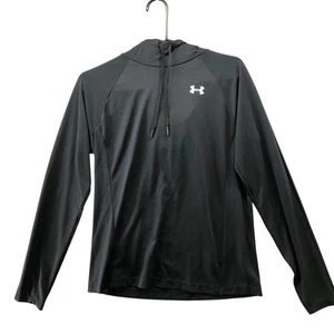 Under Armour Heatgear Long Sleeve Hooded T Shirt Womens M Black Loose Active - Picture 1 of 7