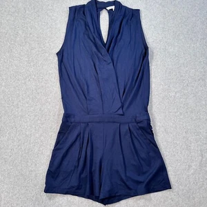Trina Turk Giselle Romper Womens Small Blue Sleeveless Pleated Shorts Keyhole - Picture 1 of 10