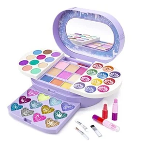 Kids Washable Makeup Kit, Fold Out Makeup Palette with Mirror, Make Up Toy - Picture 1 of 7