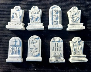 Dollhouse Miniature Tombstones for Halloween Fun - 8 Grey Plaster Tombstones - Picture 1 of 1