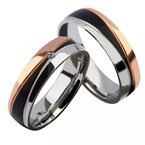 Paar Ring Partnerringe Verlobungsringe Eheringe Edelstahl Silber mit Gravur - Bild 1 von 7