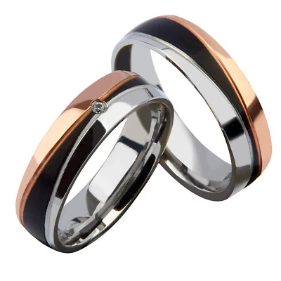 Paar Ring Partnerringe Verlobungsringe Eheringe Edelstahl Silber mit Gravur - Bild 1 von 4