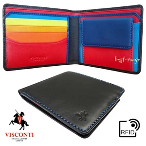 Wallet Soft Leather Black Multi RFID Tap&Go Designer Quality Visconti New SP61 - Picture 1 of 11