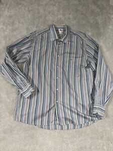 Lacoste Button Up Open Collar Oxford Casual Dress Shirt Stripes Size 46