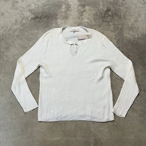 Belford Saks Fifth Ave Sweater Womens 3X White Textured Extra Fine Cotton - Picture 1 of 9