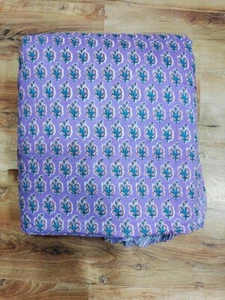 Tela estampada sanganeri natural india de algodón hecha a mano con estampado de bloques a mano de 25 yardas - Imagen 1 de 3