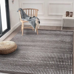 Rugshop Brown Rug Modern Minimalistic Stripe Lines Area Rugs for Living Room 5x7 - Picture 1 of 10