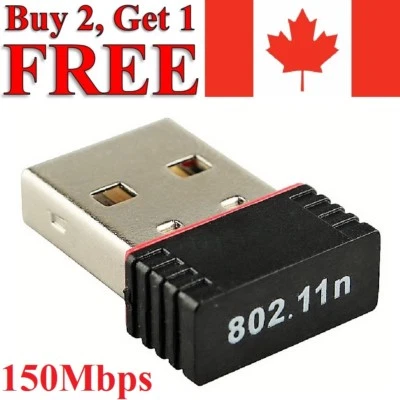 Wireless USB WiFi Adapter Mini Network Dongle 150Mbps Windows MAC Linux 802.11n - Image 1 of 2