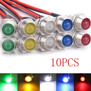 10pcs 12V 8mm Indicator Light LED Lamp Bulbs Small Pilot Dash Panel For Car Boat - Picture 1 of 13