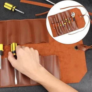Leder Werkzeugrolle Werkzeugtasche Rolltasche Toolbag Aufbewahrungstasche braun - Bild 1 von 10