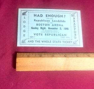 TICKET for MASSACHUSETTS REPUBLICAN RALLY. NOV. 3, 1946 - Picture 1 of 2