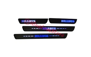 Listones de entrada W204 Brabus Style negro mate azul LED Mercedes Clase C - Imagen 1 de 10