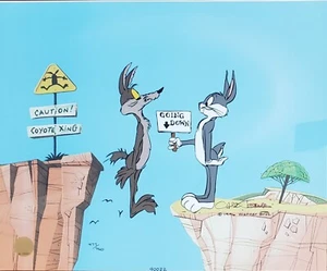 Chuck Jones "COYOTE CROSSING" Pintado a Mano LE Sericel Wile E. Coyote Bugs Bunny - Imagen 1 de 10