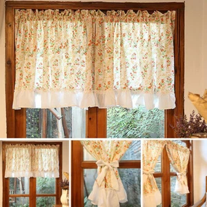 Boho Half Curtain Window Cafe Drape Short Curtain Room Kitchen Decor - Picture 1 of 17