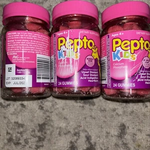 Pepto Kids Gummies Bubble Gum 3 pack of 24 count Calcium phosphate Exp07/25 - Picture 1 of 1
