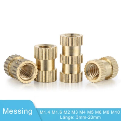 Rändelmutter Gewindeeinsatz Einpressmutter Einschlagmutter M1.4/M1.6-M10 Messing - Bild 1 von 4