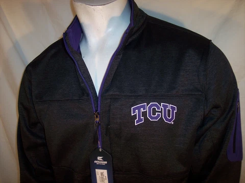 NEW Texas Christian Univ TCU Colosseum Glacier Large Gray Poly Full Zip Jacket Cover
