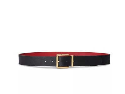 Ralph Lauren Women's Reversible Crosshatch Leather Belt Black/Red  S/31"Waist - Image 1 of 3