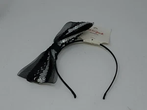 Girls' Thin Headband with Large Sequined Bow - Cat & Jack Black / Silver - Picture 1 of 1