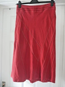 Red Linen Skirt Principles Size 12 A-Line Midi Classic Versatile Holiday Party - Picture 1 of 11