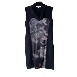 Luca Luca Women's Wool Silk Inset Geometric Cowl Neck Dress Black Size 44 Medium - Picture 1 of 9