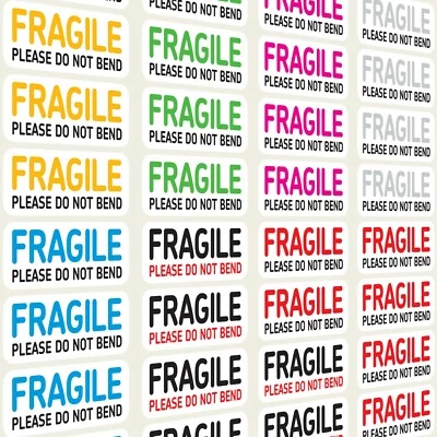 PLANNER HEAD 100 x FRAGILE Stickers Sticky Labels Self Adhesive PLEASE DO NOT BEND 40mmx15mm