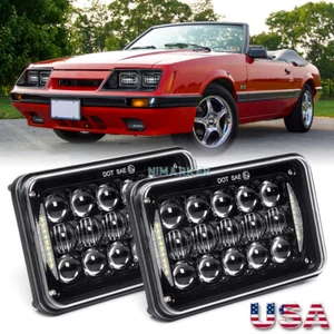 Pair 4X6" LED Headlights Halo Sealed Beam For Ford Mustang Probe Thunderbird LTD - Bild 1 von 15