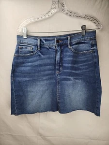 ANA Womens 6 Denim Skirt Raw Hem Cotton Blend Medium Wash Jean Boho Preppy Y2K - Picture 1 of 7