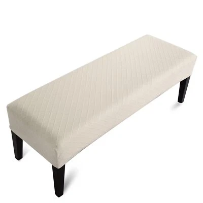 Liykimt Stretch Dining Bench Cover, Washable Rectangle Seat Protector (Beige)