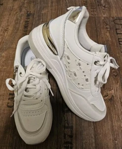 Sneakers Gr.38 Turnschuh Weiss/Silber Absatz Schuhe - Bild 1 von 12