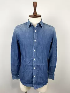 G-Star Raw Blue Denim Long Sleeve Men's Landoh Clean Shirt Sz M - Picture 1 of 17