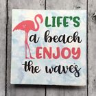 New Magnet Life?S A Beach Enjoy The Waves Pink Blue Black Wood Handmade