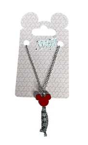 Disney Cotoure Mickey Mouse Necklace Tassel Crystal Disneyana Silver Plated NEW - Picture 1 of 24