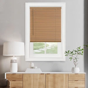 Cordless Light Filtering Mini Blinds, 35"x64", 1" Slats, Woodtone, by Achim - Picture 1 of 6