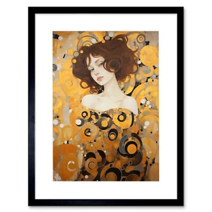 Frauenportrait Gustav Klimt Stil Gemälde Muse Jugendstil gerahmter Druck 12X16 - Bild 1 von 30