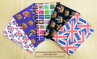 Fat Quarter Bundle - Union Jack King Crowns Queen Stamps Bunting Craft Fabric - Image 1 of 4