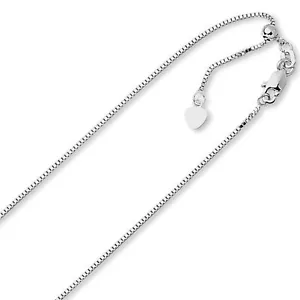 .85mm Solid Adjustable Box Chain Necklace REAL 14K White Gold Up To 22" 3.3grm - Picture 1 of 2