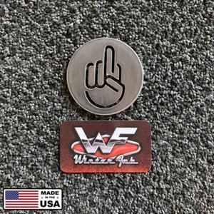 1/8" Steel Middle Finger Kick Stand Puck - Coaster - Plate - Bike - Motorcycle - Bild 1 von 2