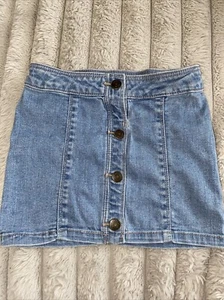 Carters Jean Skirt Girls 5T Light Wash Blue Denim Mini Faux Buttons Adjustable - Picture 1 of 8