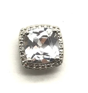 Sterling Silber 925 zierliches Kissen facettiert CZ gepunktet Heiligenschein elegant quadratisch Anhänger - Bild 1 von 3