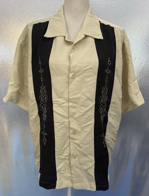 Cubavera Shirt Mens Sz XXL Cream Black Embroidered Decoration Button Down Casual - Image 1 of 4