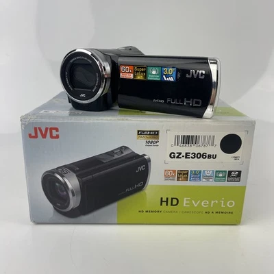 JVC Everio GZ-E306BU AVCHD 60X Zoom Camcorder W/Box Charger Free Shipping - Image 1 of 4
