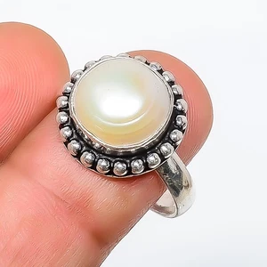 Anillo de joyería natural de perlas de agua dulce enchapado en plata s.9.5 TR7508-145 - Imagen 1 de 3